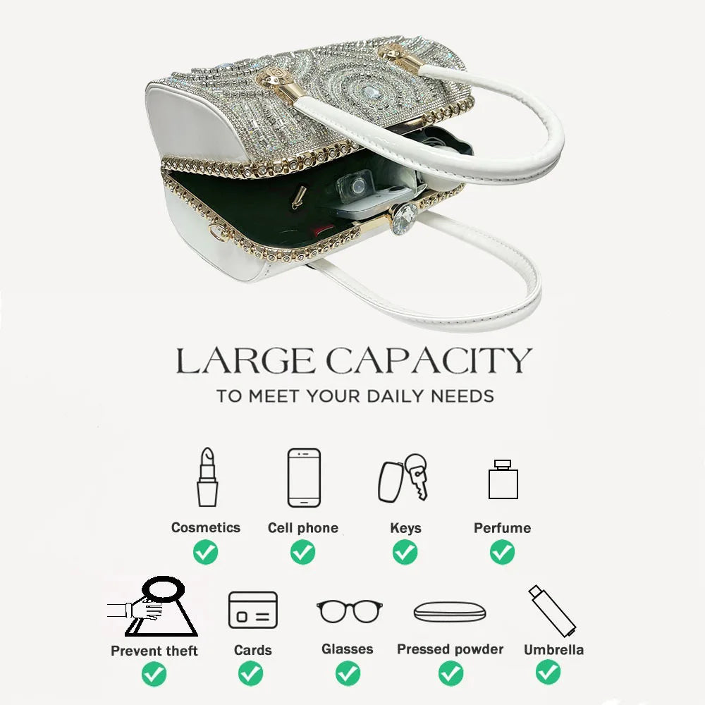 New Dinner Handbag Luxury Brand Diamond-encrusted Sparkling Dinner Party Handbag Fashion Trend Women's Shoulder Crossbody Bag