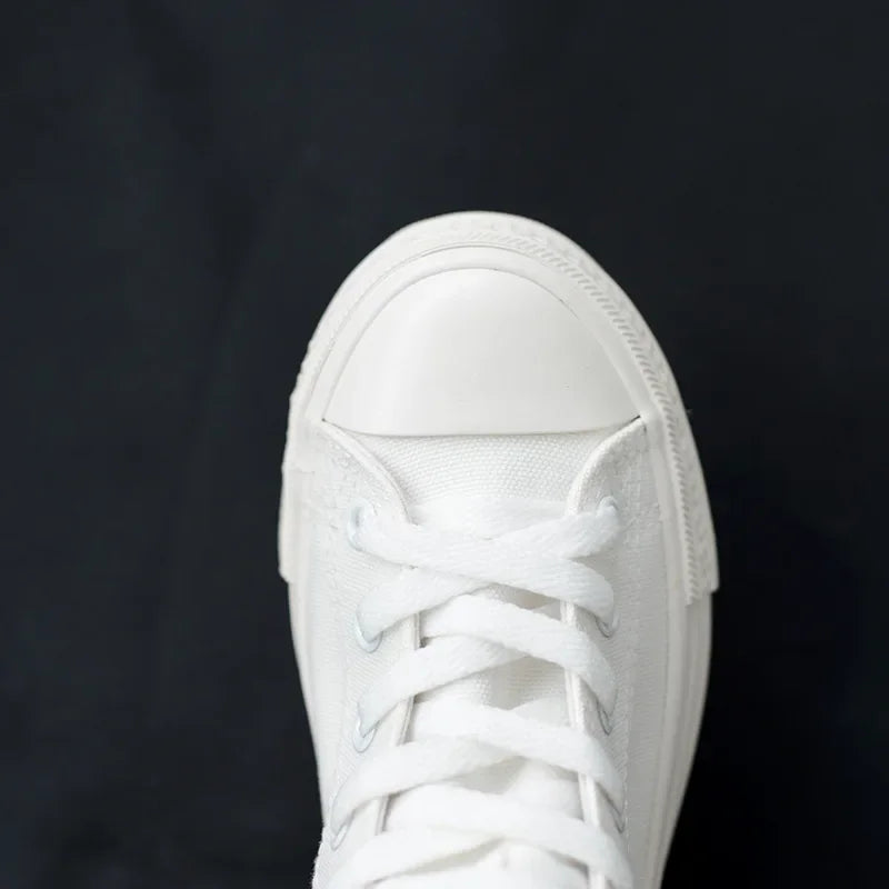 Casual Lace-Up Canvas Mid-Calf Flat Boots for Women