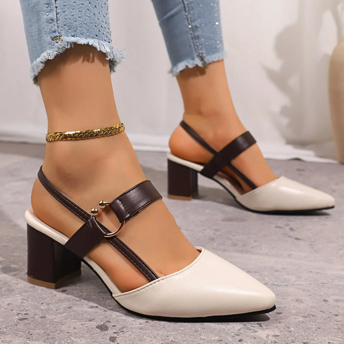 Elegant Pointed Toe Slingback High Heel Sandals for Women