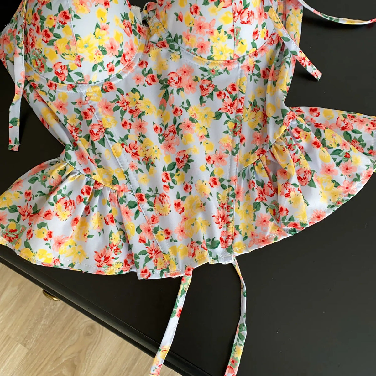 Summer Floral Lace-Up Corset Camisole Top for Women
