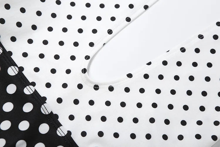 Halter Neck Backless Polka Dot Stretch Romper for Women