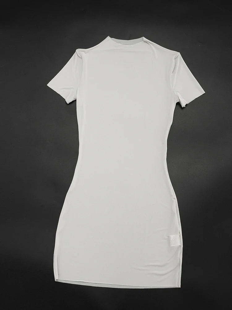 Elegant See Through Mini Dress with Stretch for Women