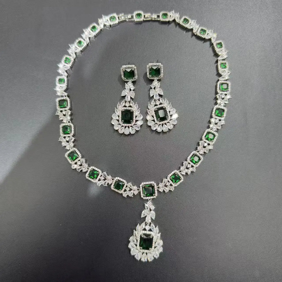 Multicolor Flower Zircon Necklace and Earring Set for Women