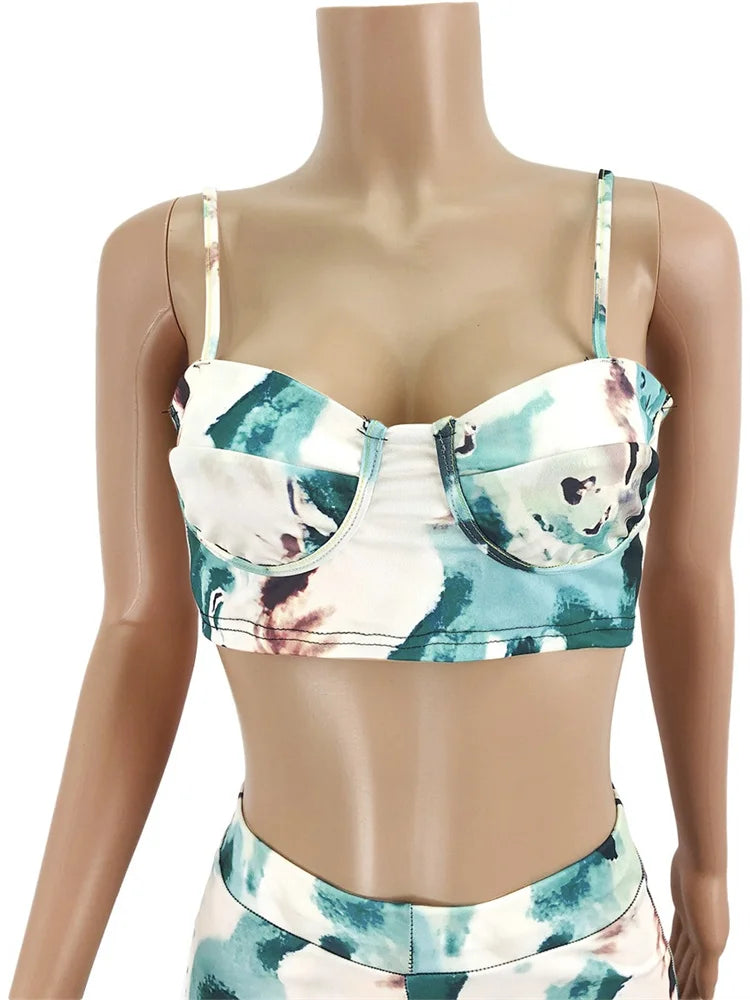 Wmstar Women 2 Piece Set Summer Holiday Sleeveless Bra and High Waist Pants Sets Trouser Casual Suit Wholesale Dropshipping 2024