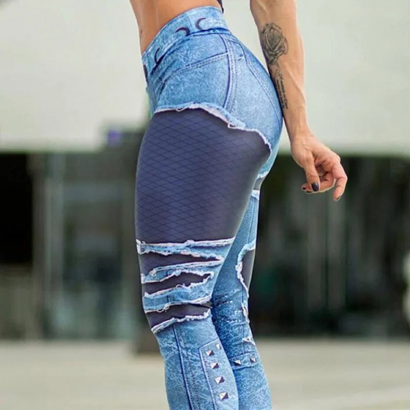 Plus Size Seamless Denim Leggings