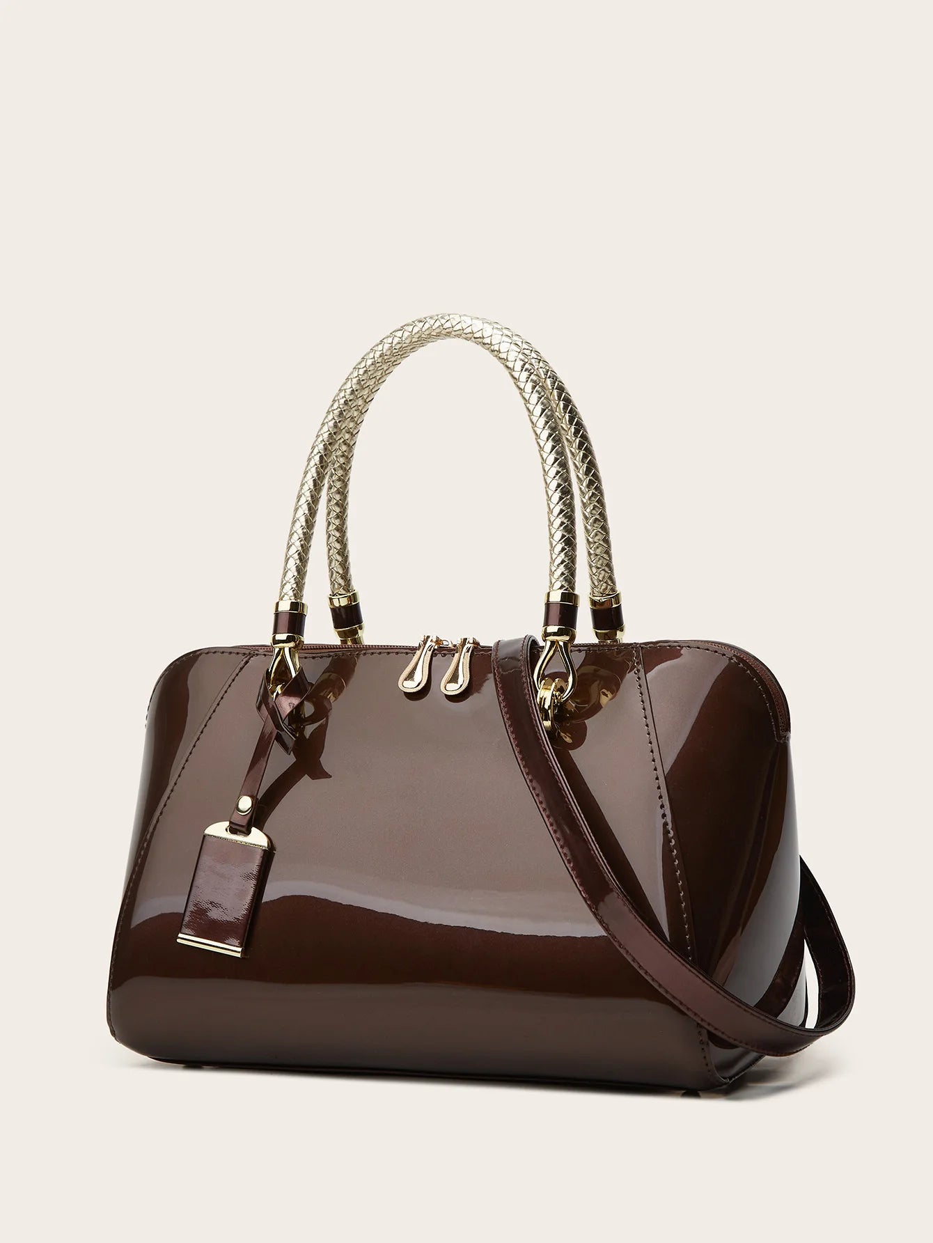 ABQP New Women's Handbag Luxury Brand Fashion Patent Leather Women's Shoulder Bag Large Capacity Boston Women's Bag High Quality