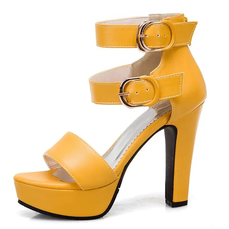 Chunky Platform Sandals with Zipper Buckles for Women