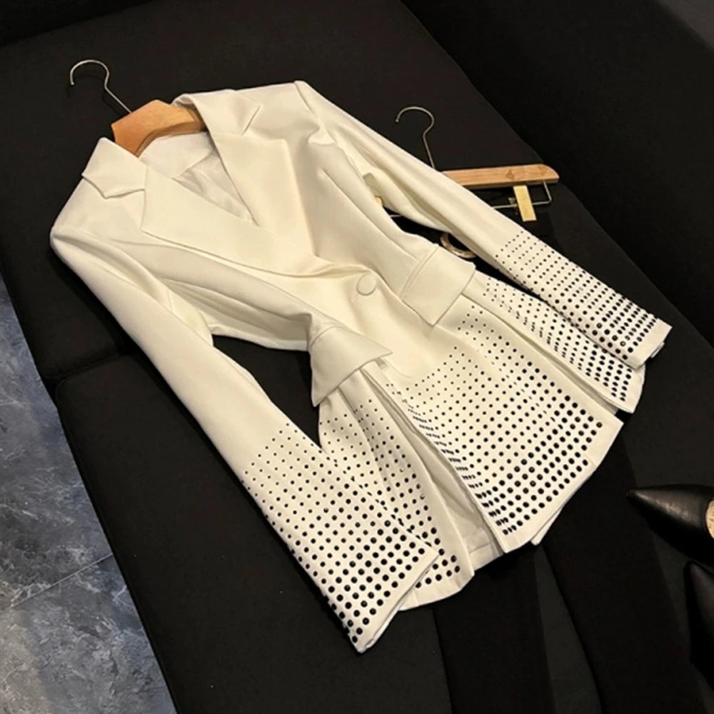 TWOTWINSTYLE Solid Design Sense Blazers For Women Lapel Long Sleeve Spring Casual Slimming Jackets Female Fashion New KJA520459