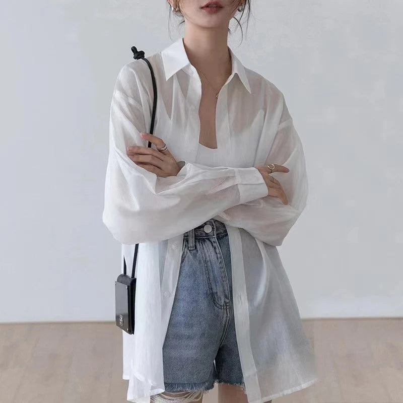 Lightweight Chiffon Sun Protection Shirt Jacket for Women