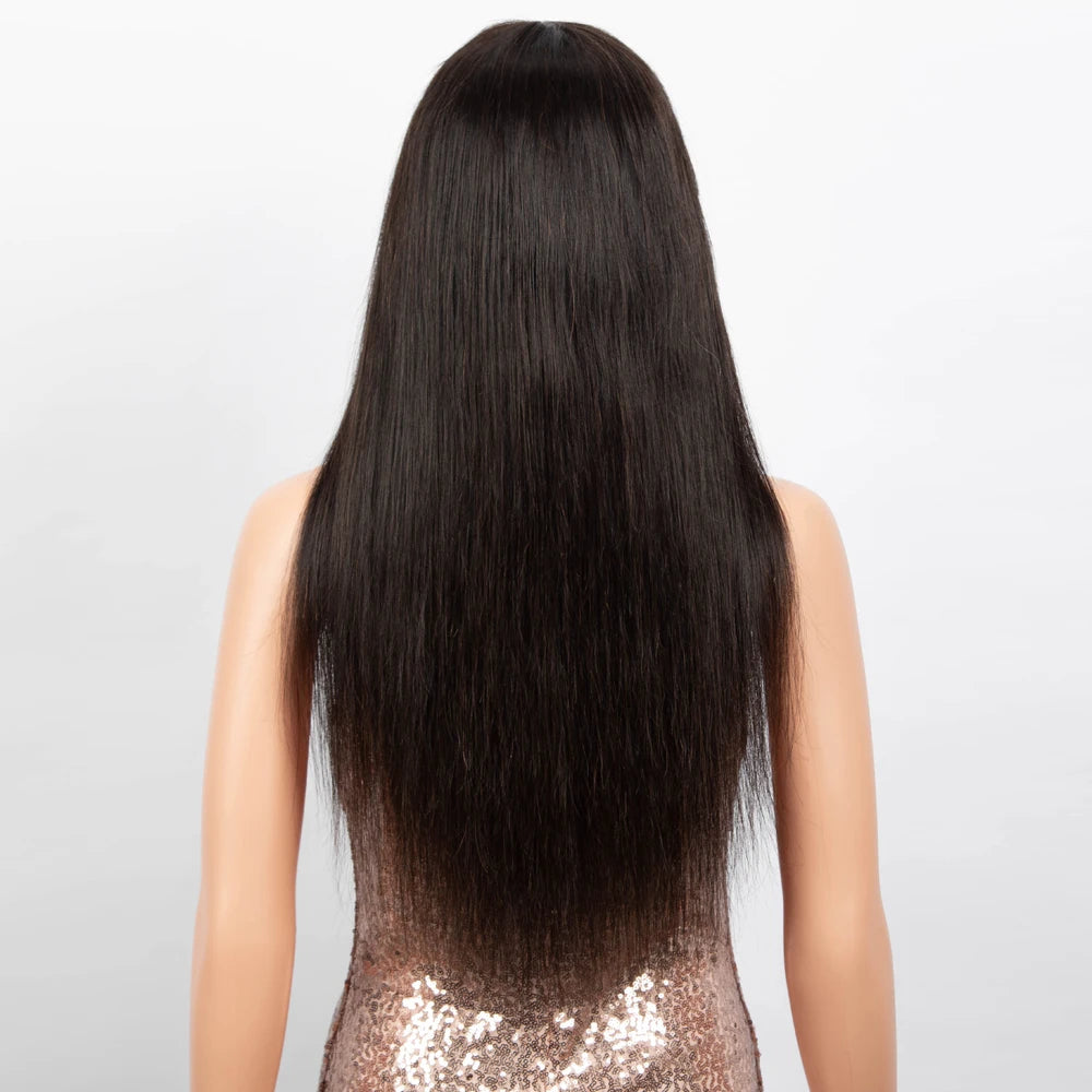 Long Straight Remy Human Hair Wig With Bangs for Women