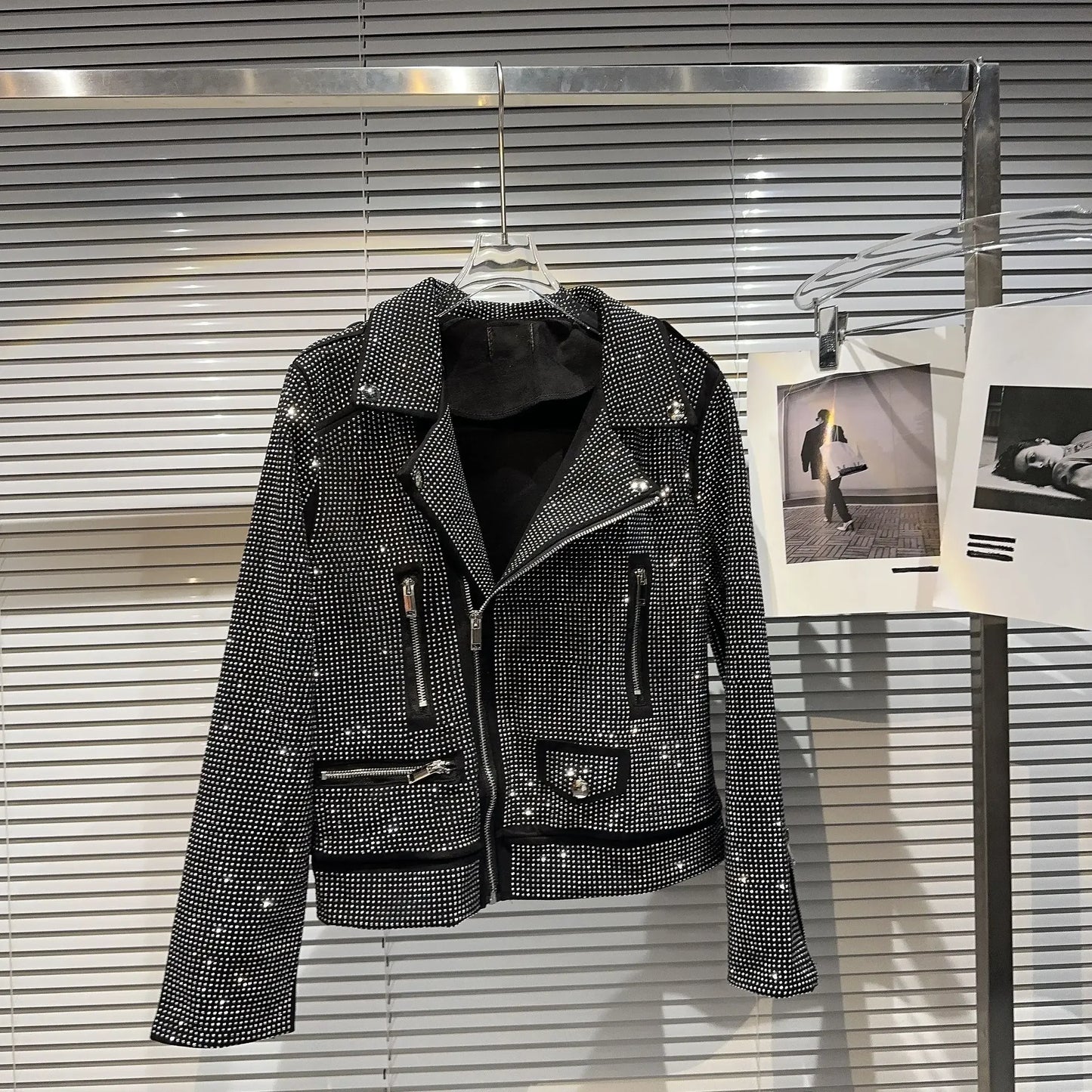 Sequined Embellished Zip Front Bomber Jacket For Women