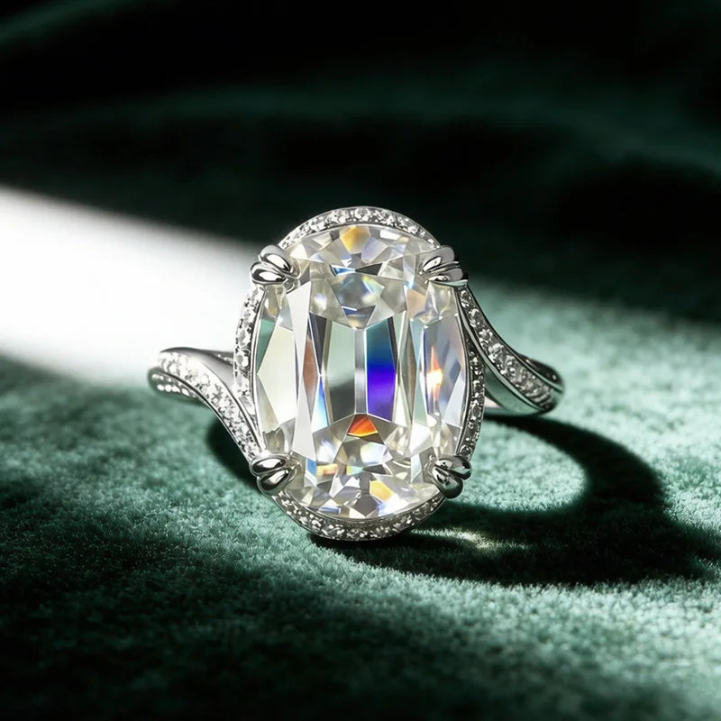 Old European Cut Moissanite Sterling Silver Ring for Women