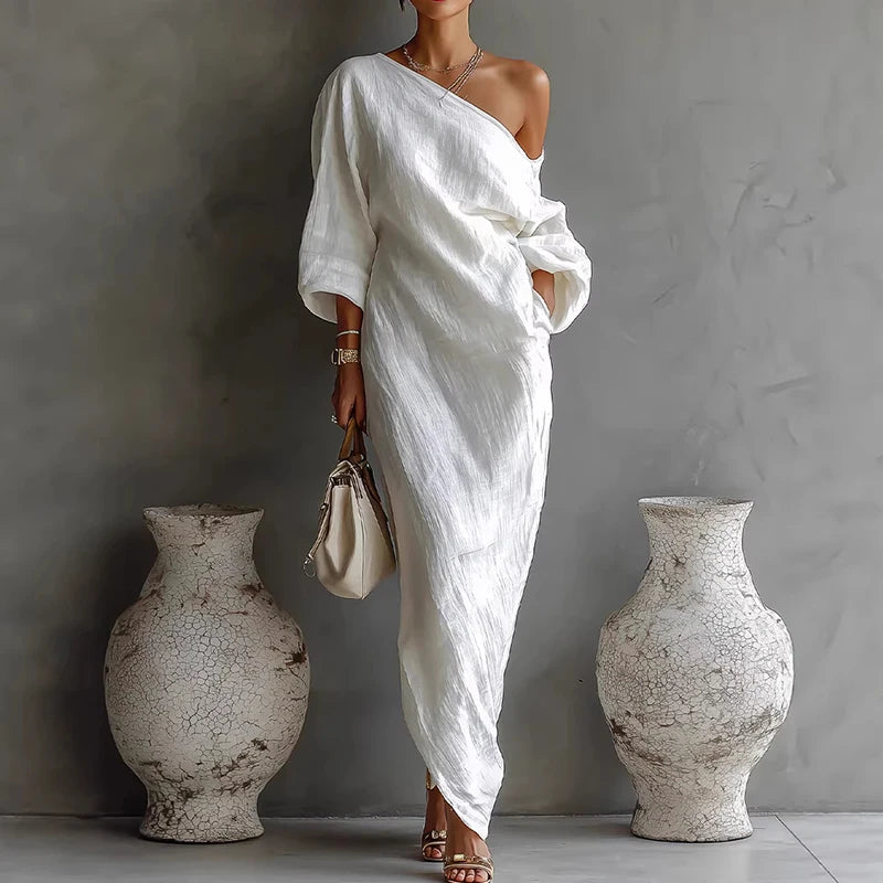 Elegant Long Sleeve Patchwork Maxi Dress for Women