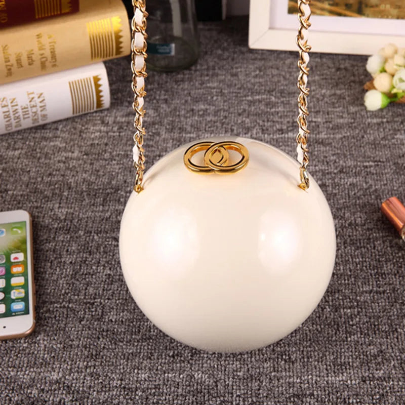 Pearl Embellished Round Acrylic Clutch Bag for Women