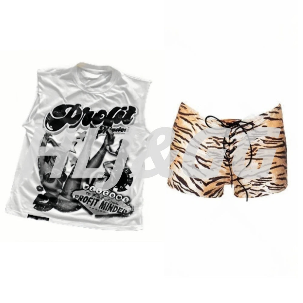 American Vintage Style Pattern Print Two Piece Set for Women