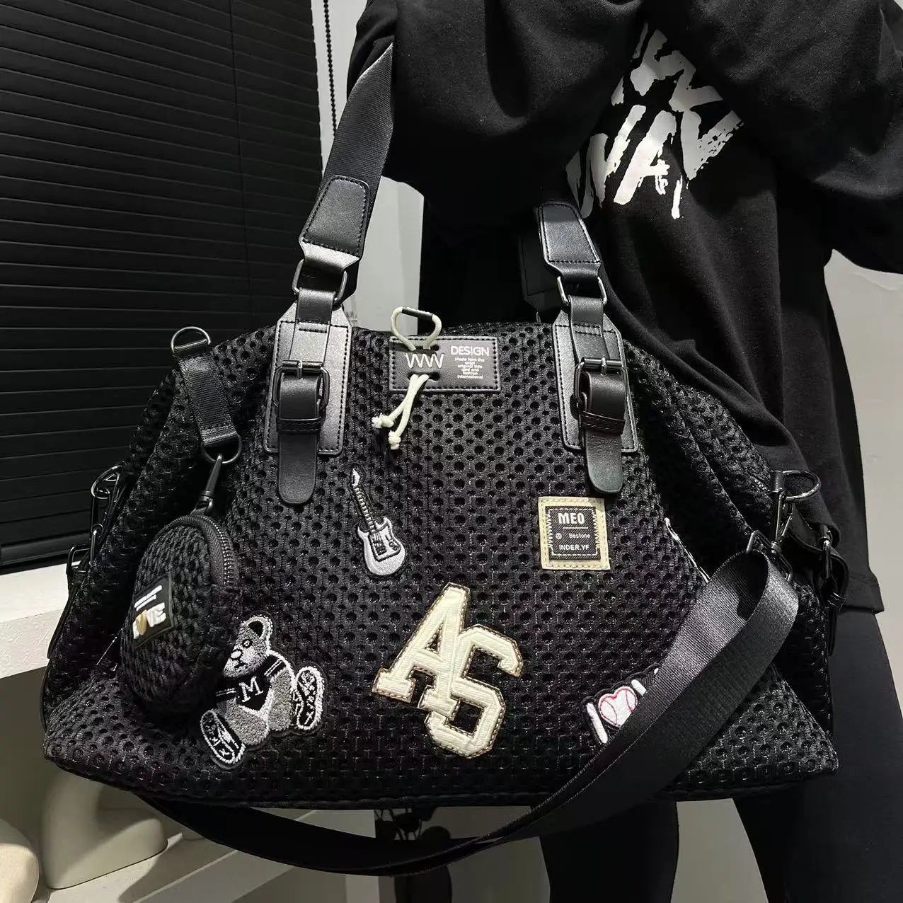 Large Capacity Durable Mesh Nylon Tote Bag for Women