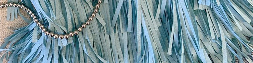 Chic Blue Fringe Tassel Halter Summer Top for Women