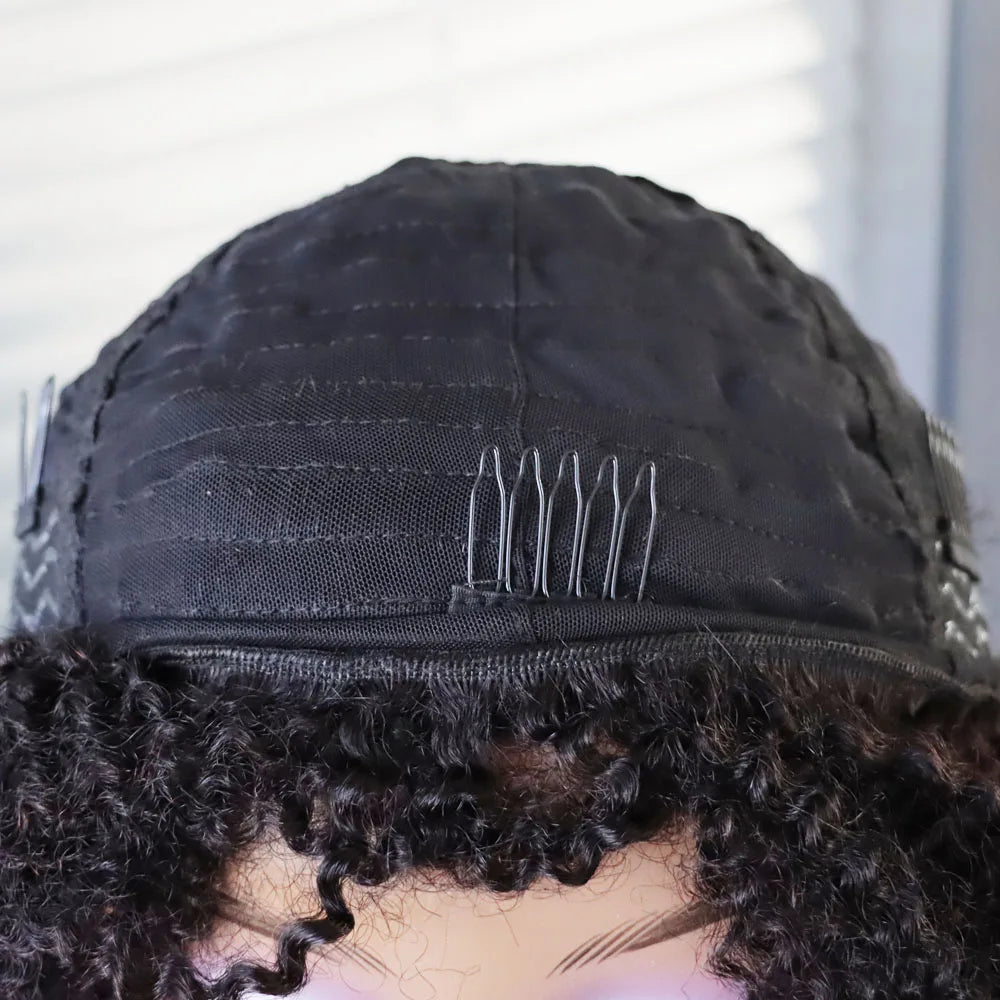4C Afro Kinky Curly Human Hair Half Wig for Women