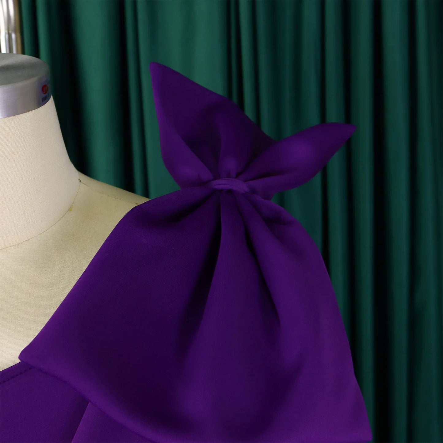 Dress One Shoulder A Line Pleated Knee Length Sleeveless Bow Belt Elegant Party Style