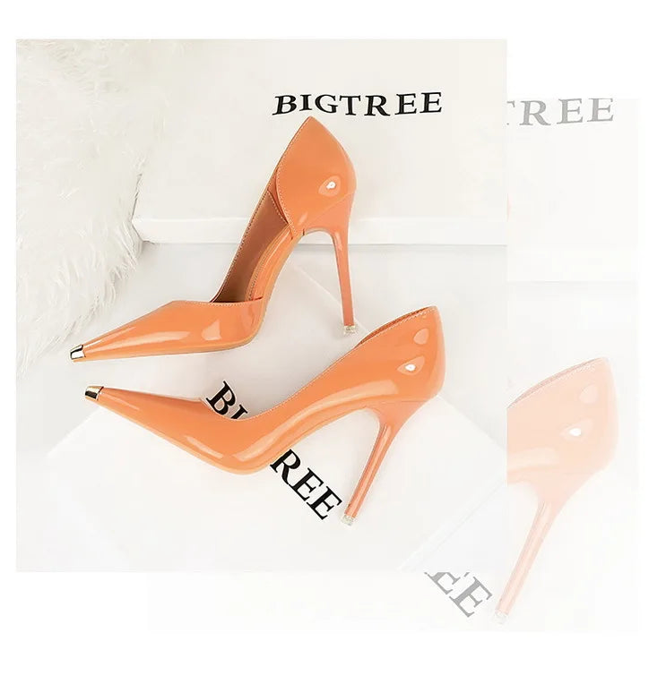 Pointed Toe Patent Leather Stiletto Pumps for Women