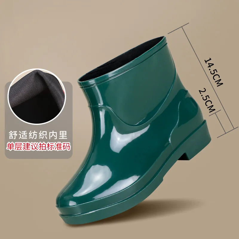 Bright Green Knee High Rain Boots With Antislip Sole for Women