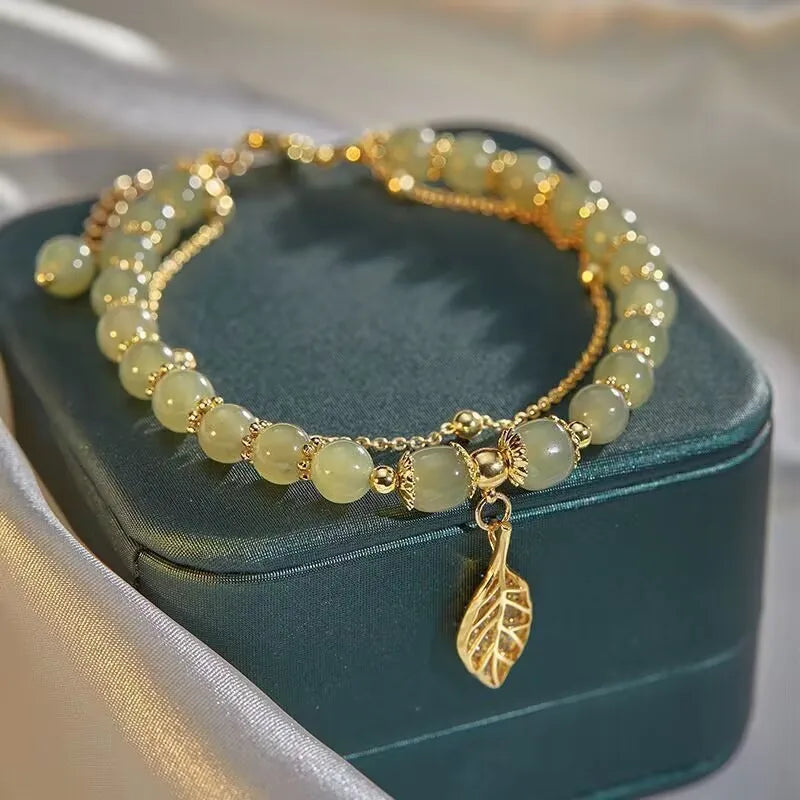 Beaded Orchid Pendant Bracelet
