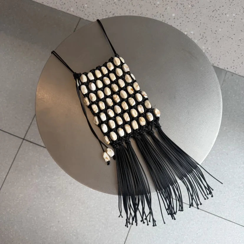Handmade Beaded Rope Crochet Crossbody Bag for Women