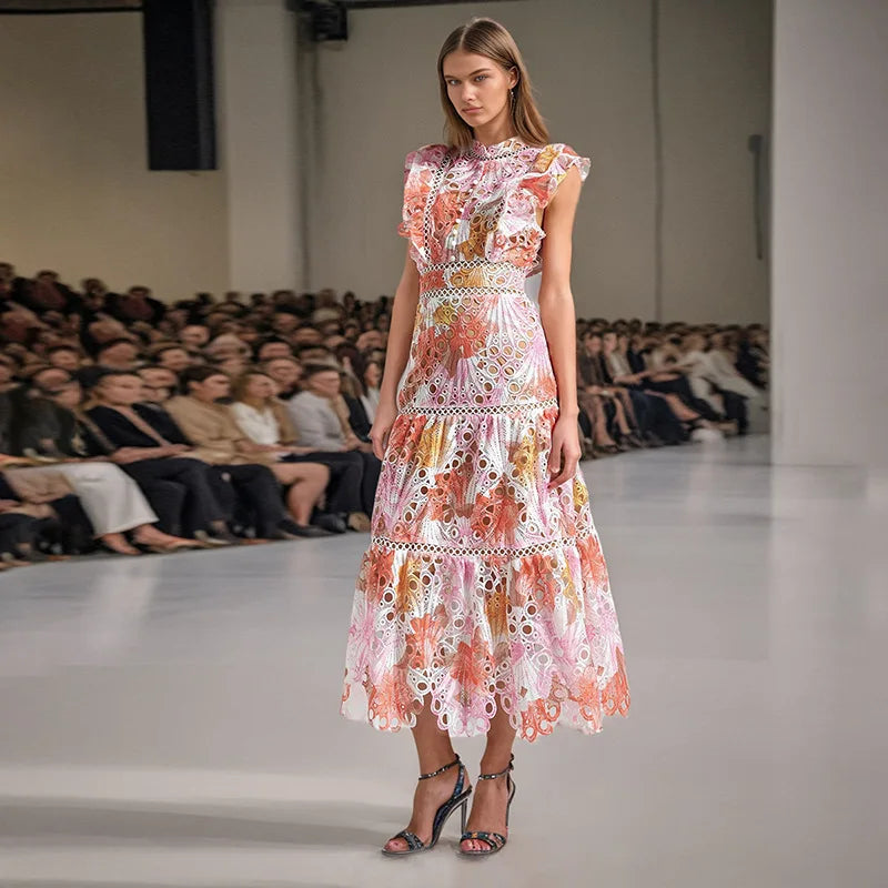 Embroidered Knee Length Dress