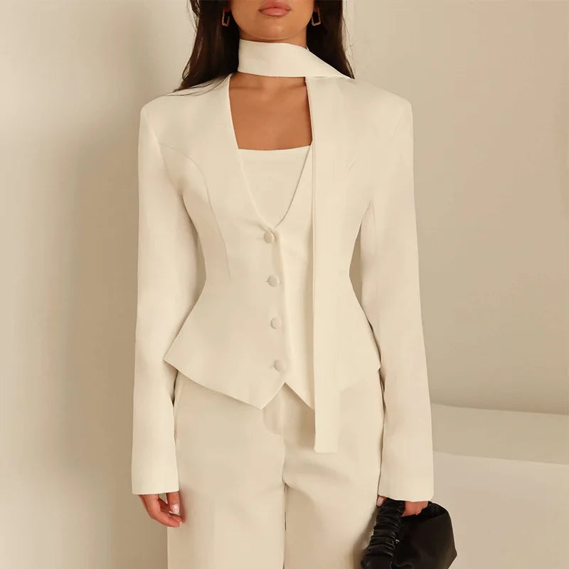 Elegant V Neck Long Sleeve Blazer Jacket for Women