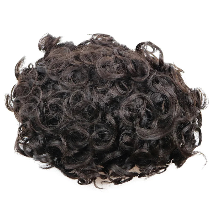 Curly Blonde Lace Front Human Hair Toupee for Women