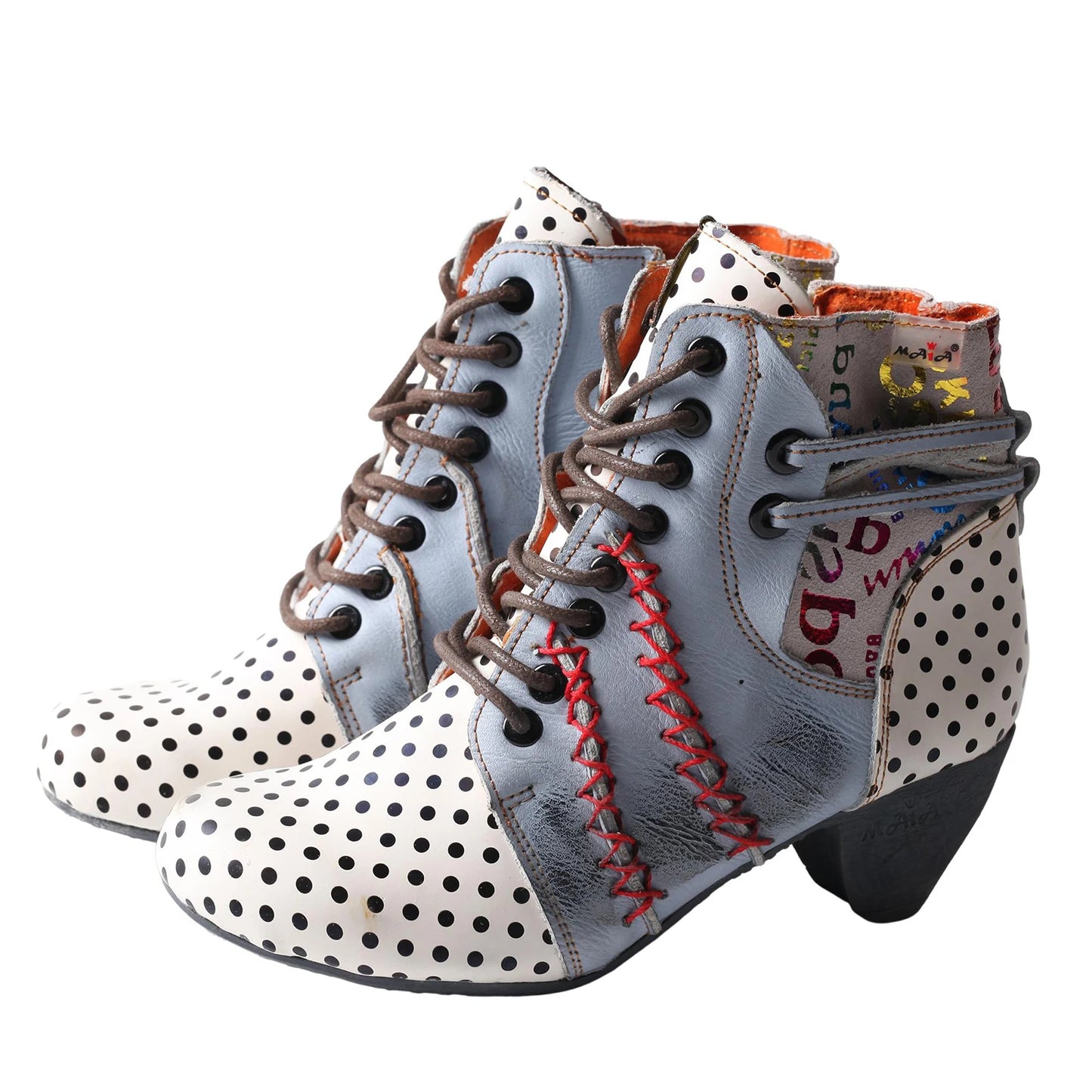 Polka Dot Zippered Ankle Boots