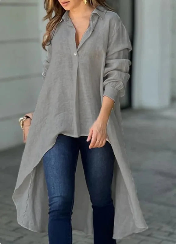 Long Sleeve Irregular Front Top