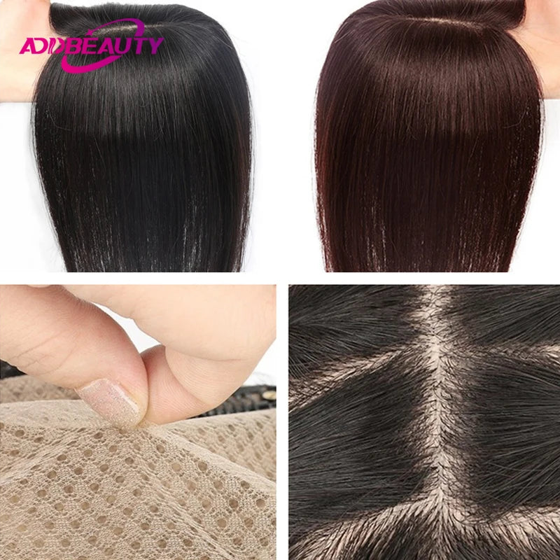 Natural Straight Silk Base Human Hair Topper for Women