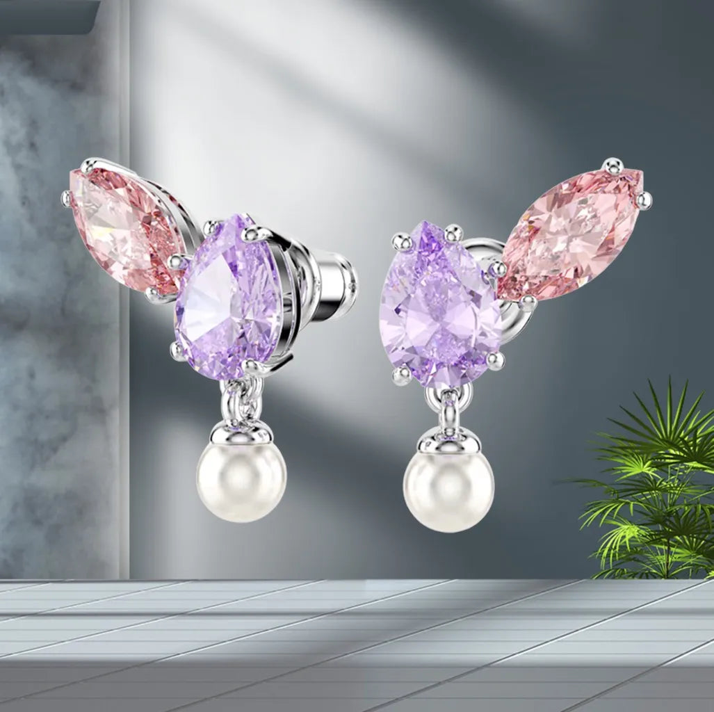 Elegant Silver Crystal Necklace And Earring Set for Women