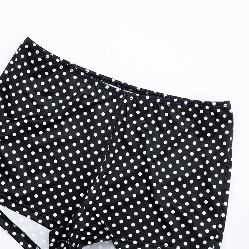Retro Polka Dot Two Piece Crop Top and Shorts Set for Women