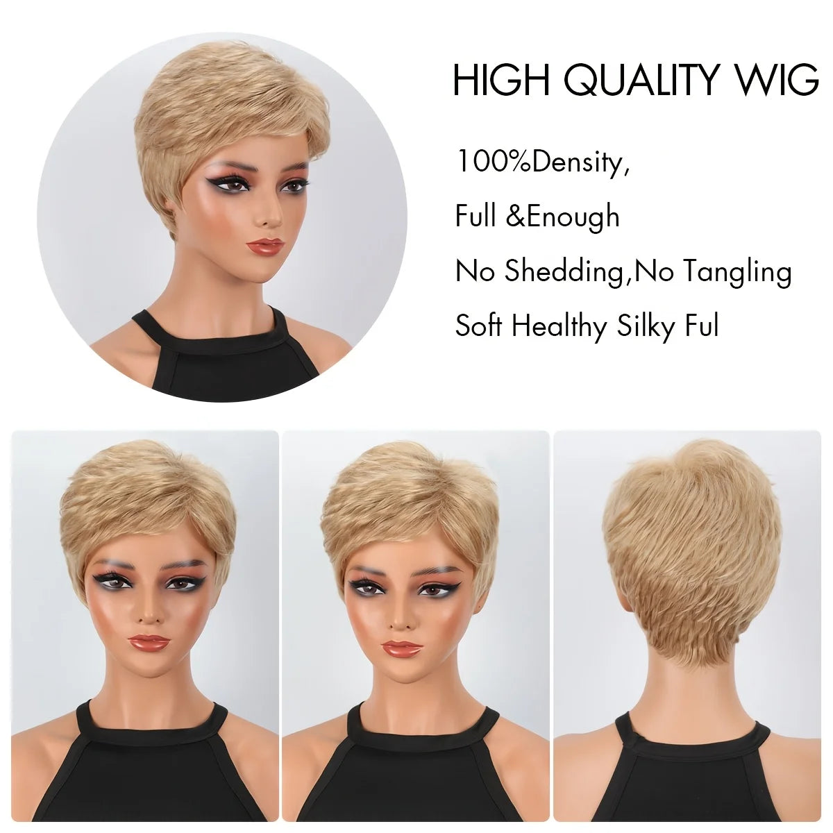 Short Heat Resistant Straight Synthetic Wig for Women