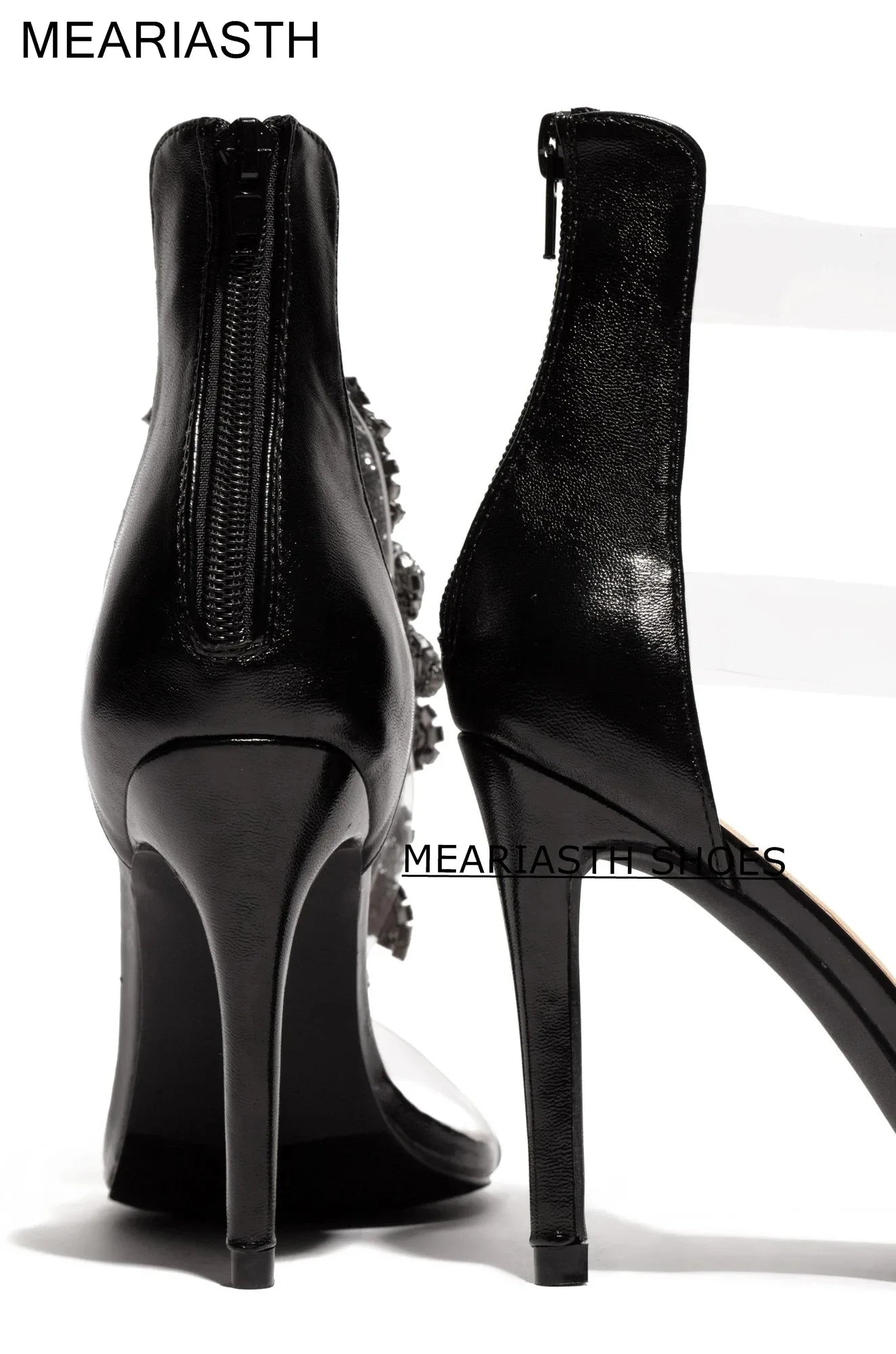 Elegant Crystal Strap Suede Stiletto Sandals for Women