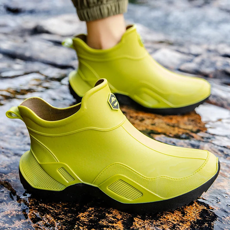 Round Toe Waterproof Ankle Rain Boots