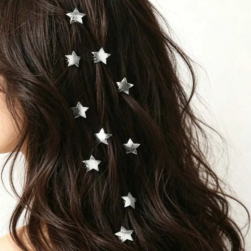 Textured Gold Star Hair Clips