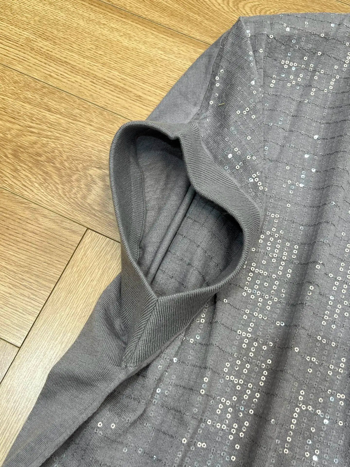 Loose Fit Sparkling Sequin Summer Knit Polo Top for Women