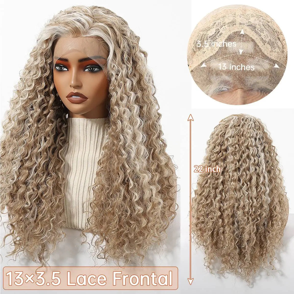 Pre Plucked Glueless Deep Curly Blonde Lace Front Wig for Women