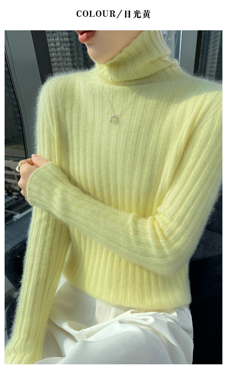 Warm Slim Fit Turtleneck Pullover Sweater for Women
