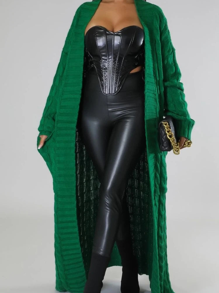 Long Sleeve Crochet Knit Cardigan Sweater for Women
