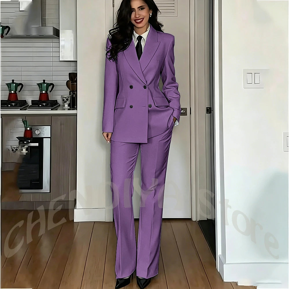 Modern Lady Pure White Suit Double Breasted Peak Lapel Casual Chic Women Suit Formal Dinner Party Business Office Outfit Costume