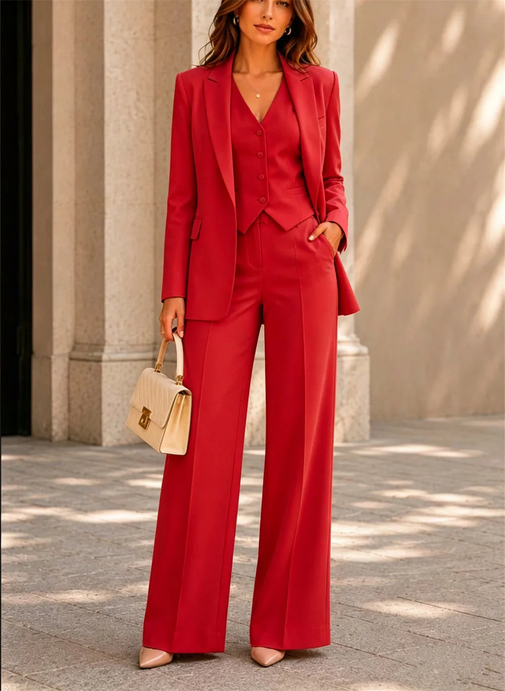 Pink Three Piece Stretch Suit