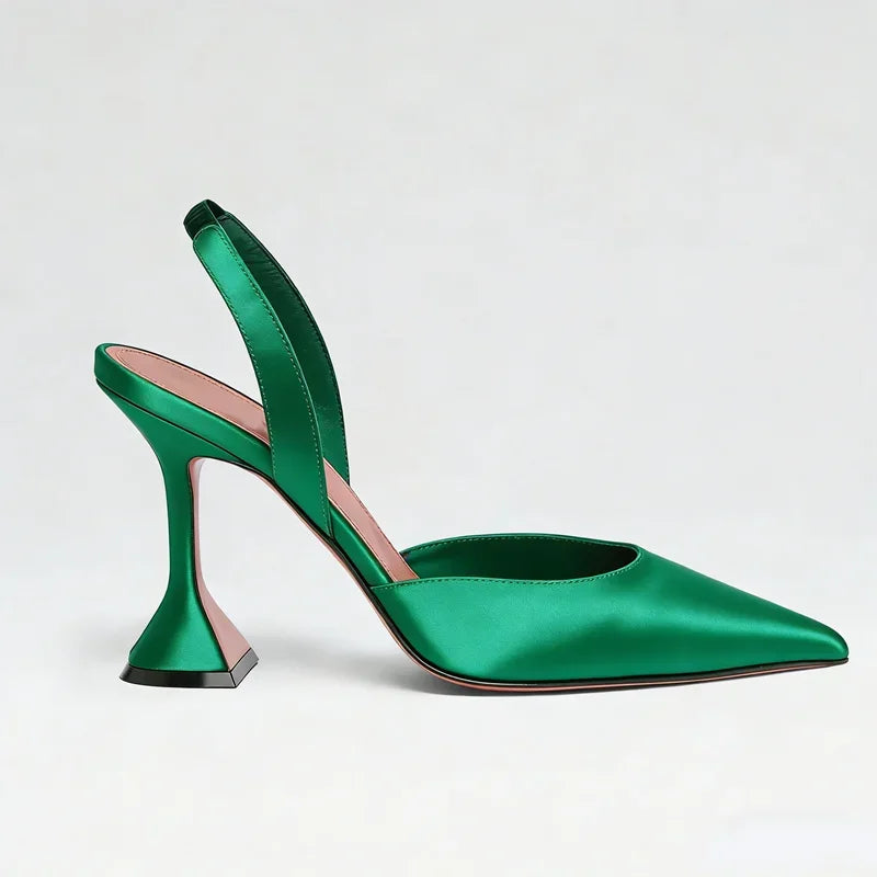 Satin Pointed Toe Back Strap High Heel Sandals for Women