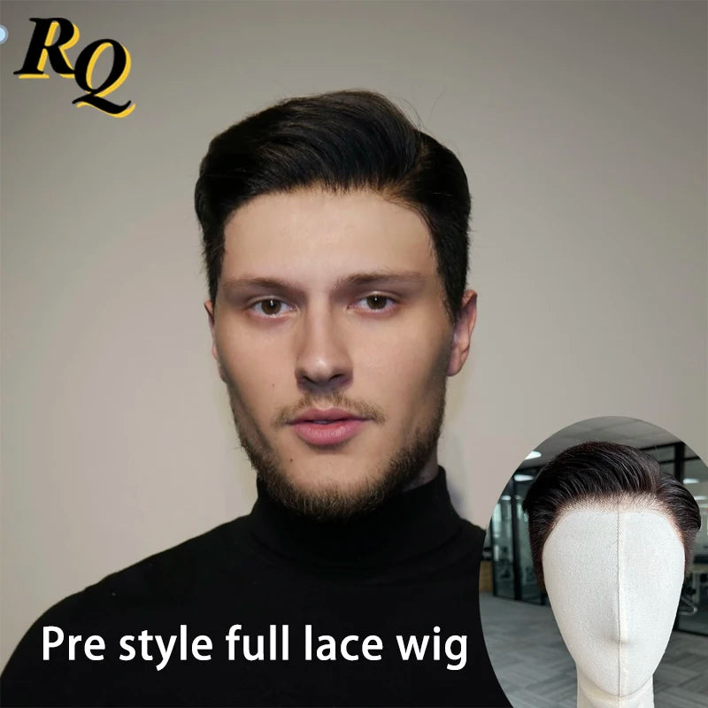 Premium Transparent Full Lace Pre Styled Human Hair Wig For Men