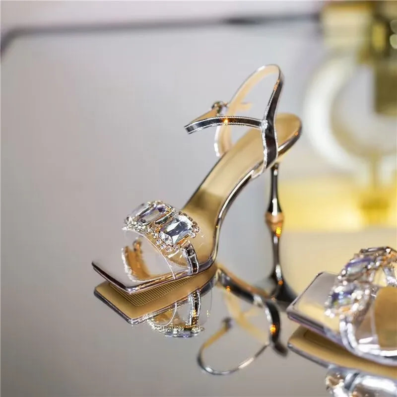 Silver Champagne Rhinestone Sandals