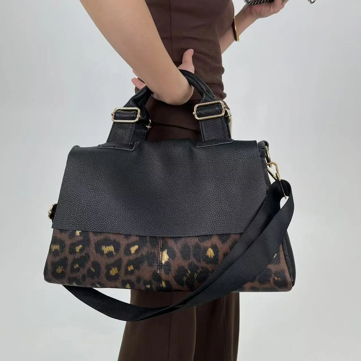 Leopard Print Large Capacity Shoulder Tote Bag for Women