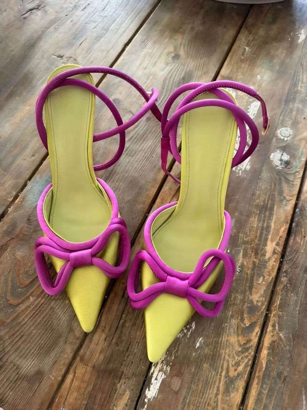 Satin Bow Slingback Stiletto Heels